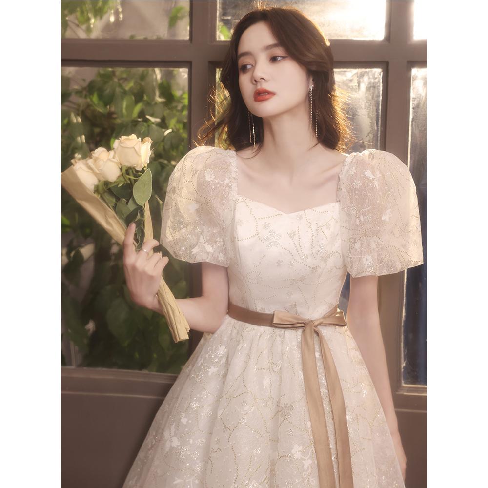 百搭小晚礼服2025新款名媛气质感主持人仙气学生连衣裙女宴会礼服