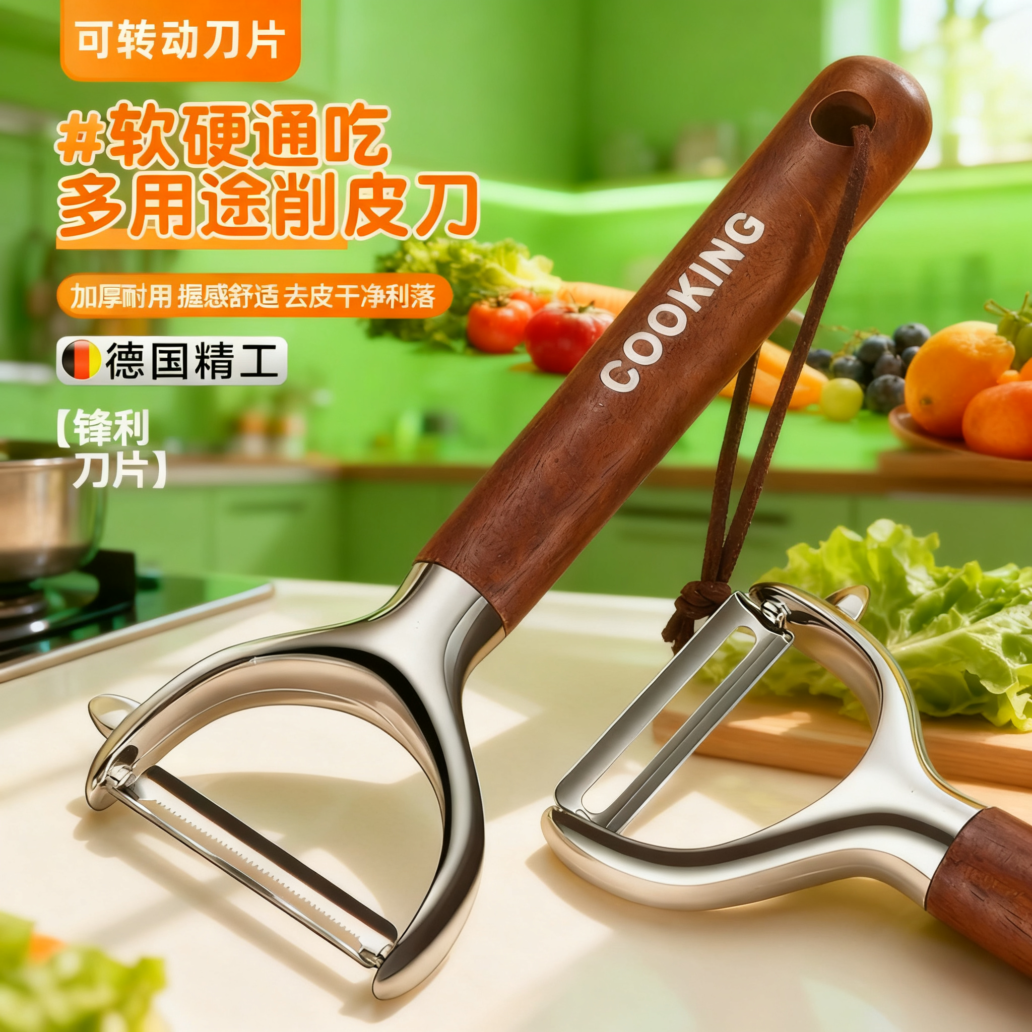 胡桃木削皮刀厨房家用多功