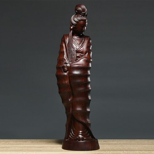 黑檀木雕东方女子摆件古代美女雕像中式人物家居装饰品红木工艺品 - 封面