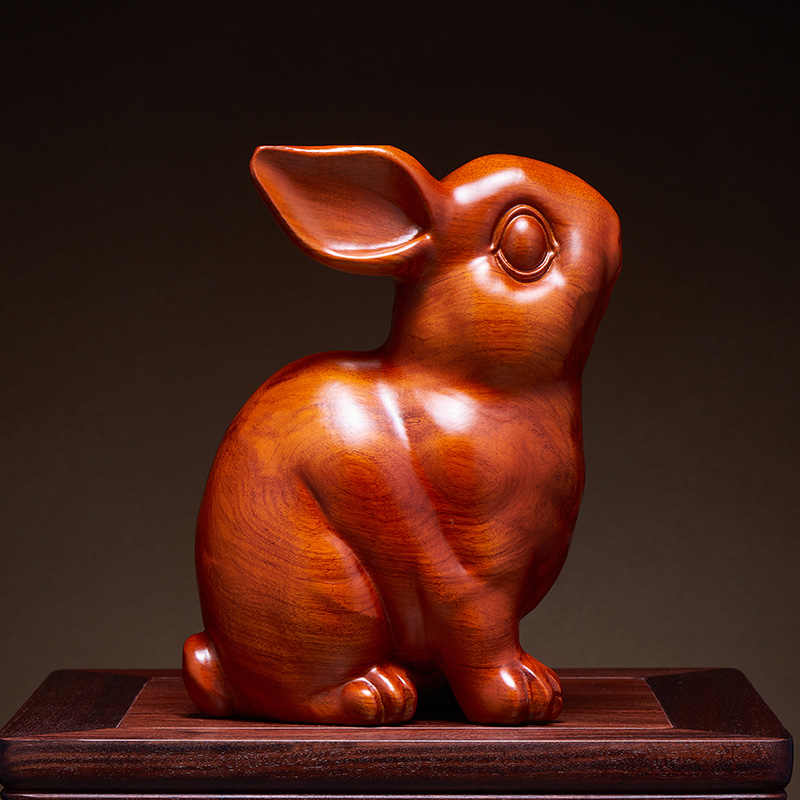 花梨木中式客厅办公室兔子