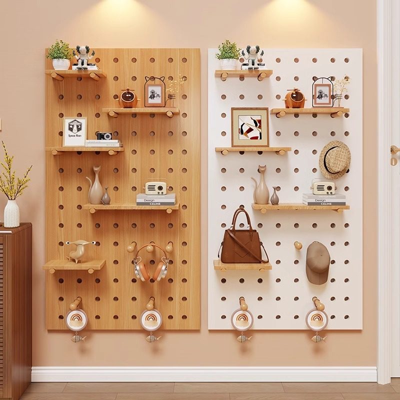 洞洞板置物架入户玄关墙面展示收纳架墙上书架实木挂板隔板整理架,收纳整理,整理隔板,淘宝优惠券,粉丝福利购,淘宝优惠卷