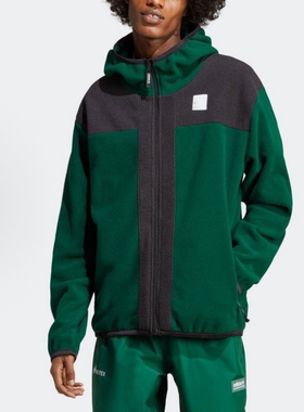 Adidas阿迪达斯三叶草男子摇粒绒外套拼接加绒保暖上衣 IC2340