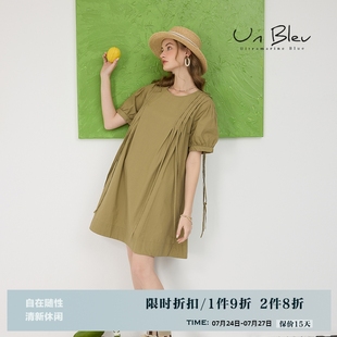 a字裙 法式 白色连衣裙女甜美夏装 宽松小个子纯棉女装 显瘦气质短袖