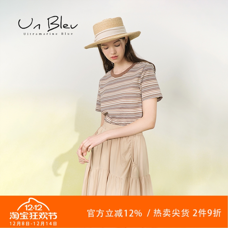 UnBleu条纹t恤女短袖潮牌女装
