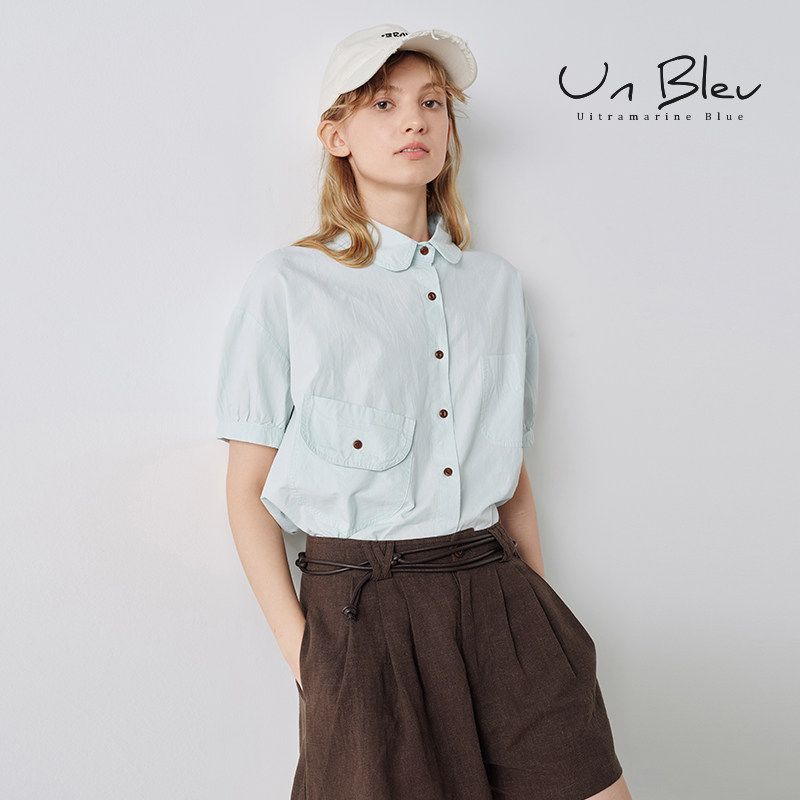 UnBleu衬衫女小个子夏季2025新款女装休闲高级纯棉小众不撞款上衣