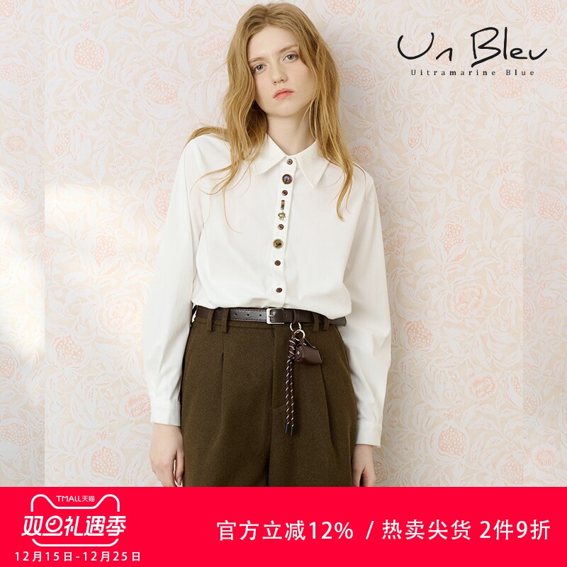 UnBleu女条绒磨毛宽松衬衫