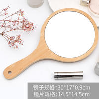 Round Wood Vintage Hand Mirror Makeup Vanity Mirror Portable thumbnail 5