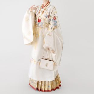 秋冬 原创明制织金妆花圆领袍马面裙婚服汉服女套装 云藏月绣 鎏金