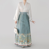 原创冷清秋明制通勤织金马面裙汉服女日常套装 云藏月绣 新中式 春