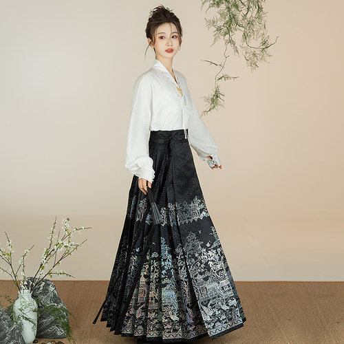 墨香司山鹤亭黑色螺钿幻彩马面