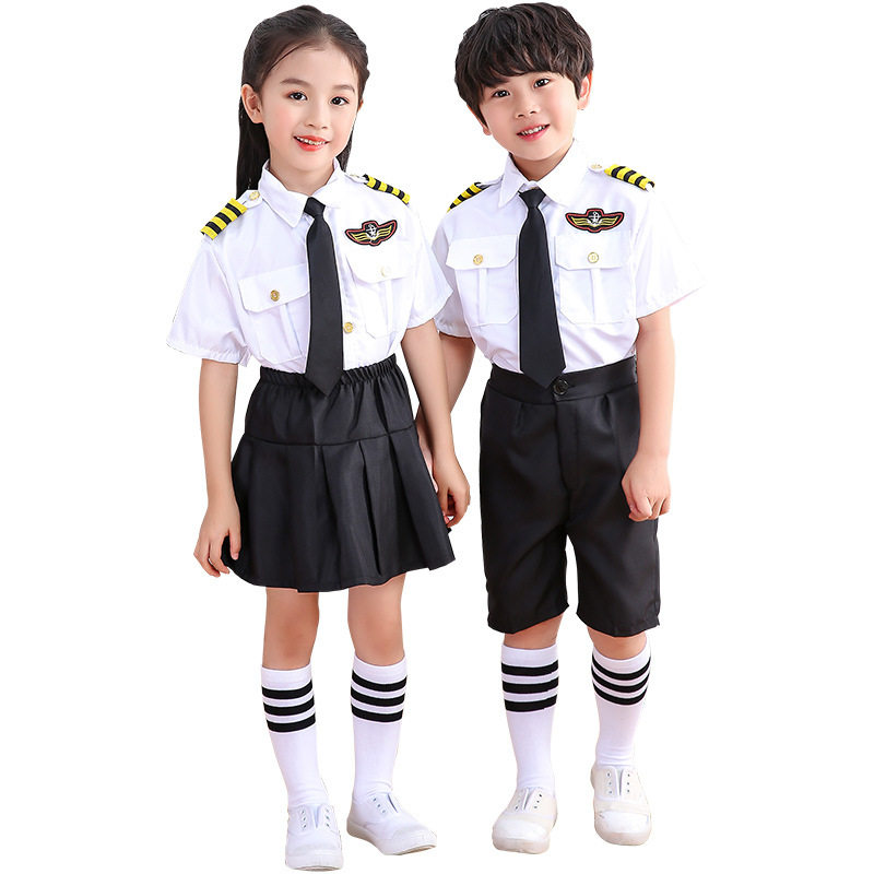 儿童空军空姐机长制服飞机师男女童空少服装航空飞行员表演出套装