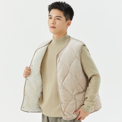 老年人马甲男款青少年学生棉坎肩加绒轻便内搭背心2025新款秋冬季