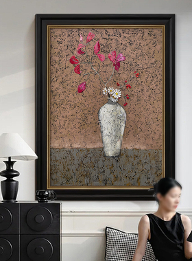 复古风怀旧世界名画梵高杏花红色艺术入户玄关手绘油画客厅装饰画