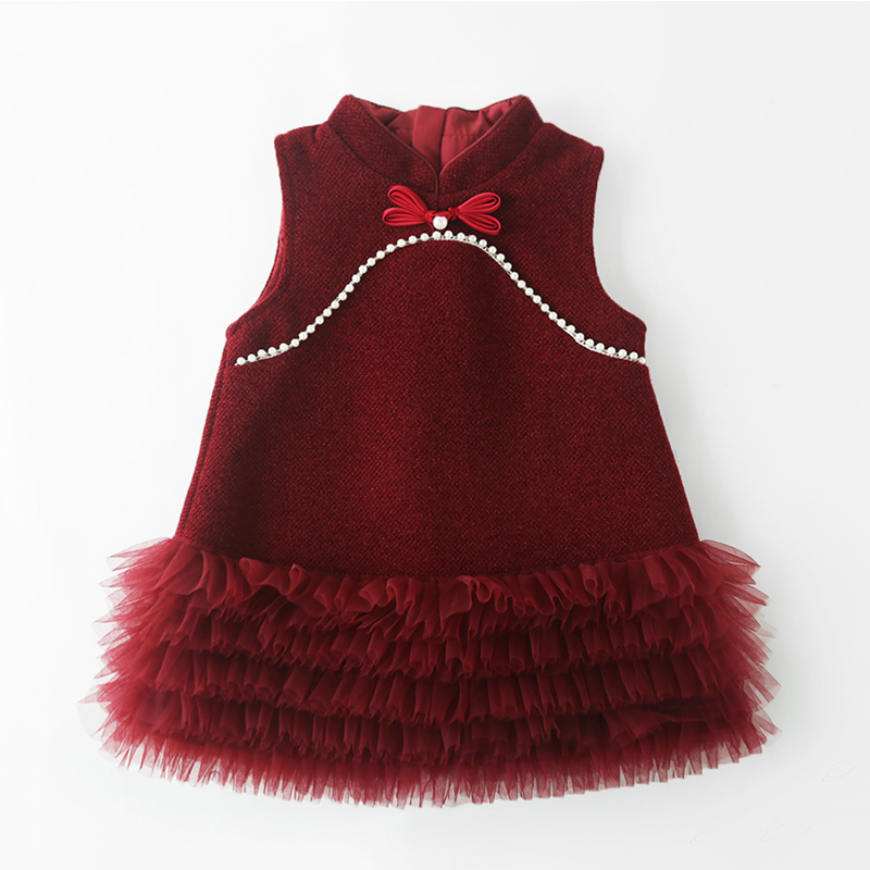 女童背心裙公主秋冬旗袍裙连衣裙