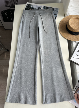 松弛密码~！lu系高腰微喇叭裤女2025新百搭修身显瘦运动休闲卫裤