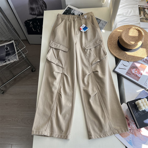 新款秋宽松慵懒风阔腿牛仔裤