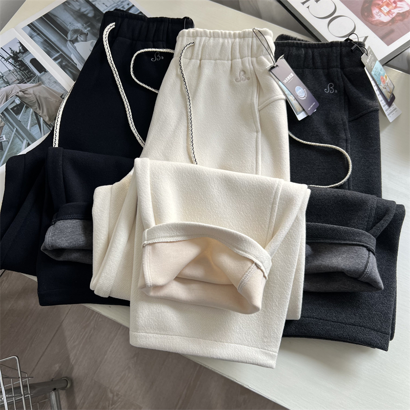 秋冬新加厚小个子宽松直筒裤