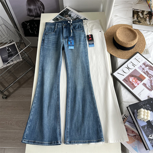 超模喇叭裤~！大长腿高腰显瘦 四面弹微喇裤 修身直筒长裤女秋季