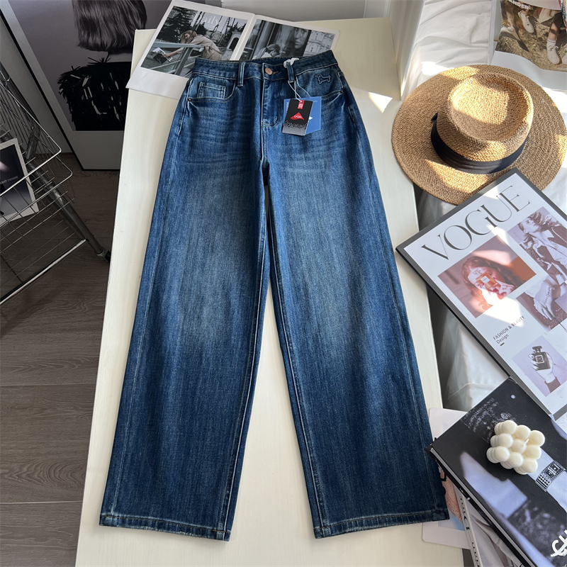 四面弹高腰显瘦宽松窄版直筒牛仔裤女秋季2025新款小个子裤子春秋