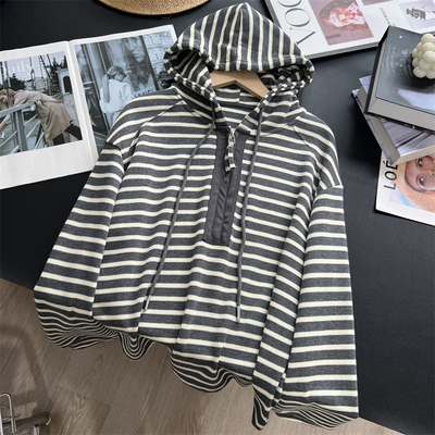 连帽衫半拉链宽松显瘦卫衣外套