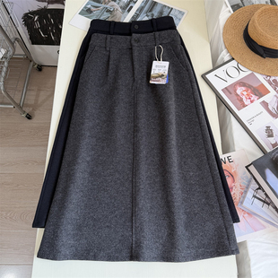 时髦洋气穿搭~！藏肉花苞长裙 羊毛半身裙简约通勤秋冬保暖毛呢裙