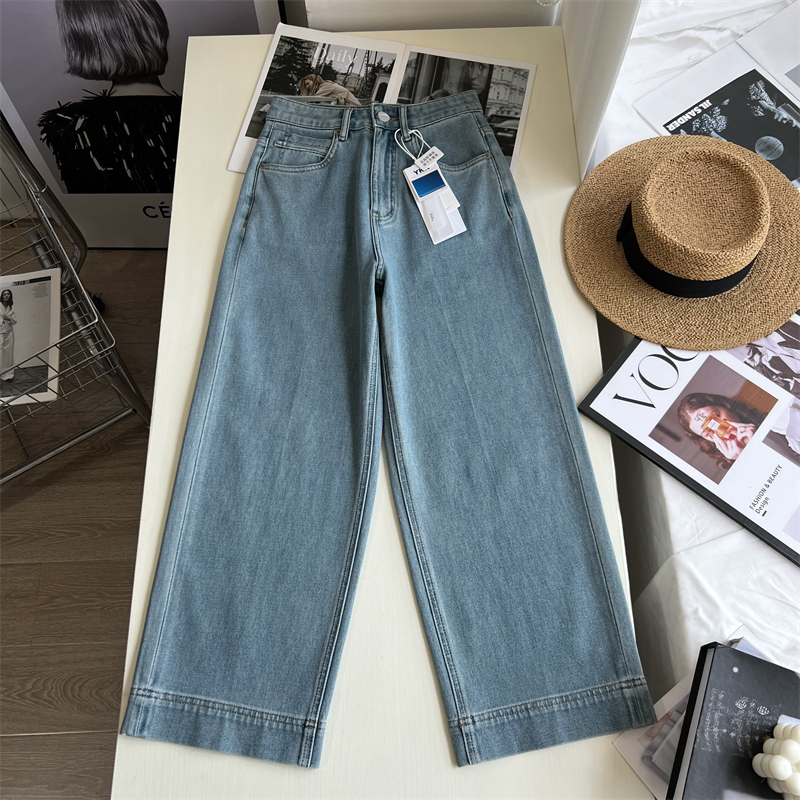 四面弹软牛仔宽松阔腿九分