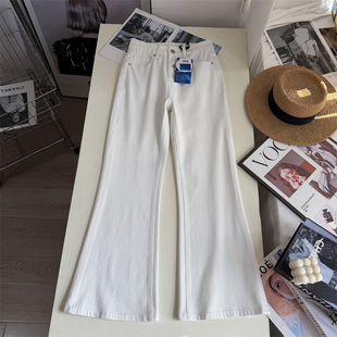 女 微喇叭牛仔裤 春季 显瘦喇叭裤 直腿比例 长裤 白色四面弹修身
