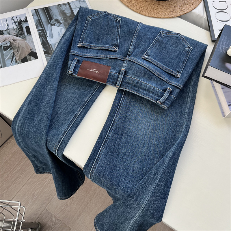 超模腿360四面弹高腰塑型显瘦微喇直筒裤女秋百搭拖地牛仔裤长裤