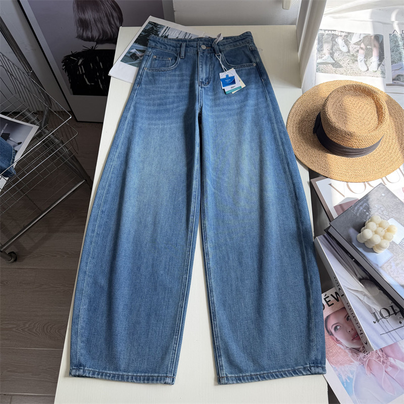 遮胯显瘦高腰牛仔阔腿裤女