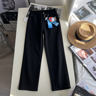 王牌小黑裤~！高腰显瘦四面弹  防褪色直腿九分牛仔裤 薯条裤春秋