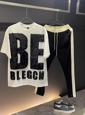 2025春夏休闲T恤男女运动植绒短袖T恤单件百搭上衣时尚潮流