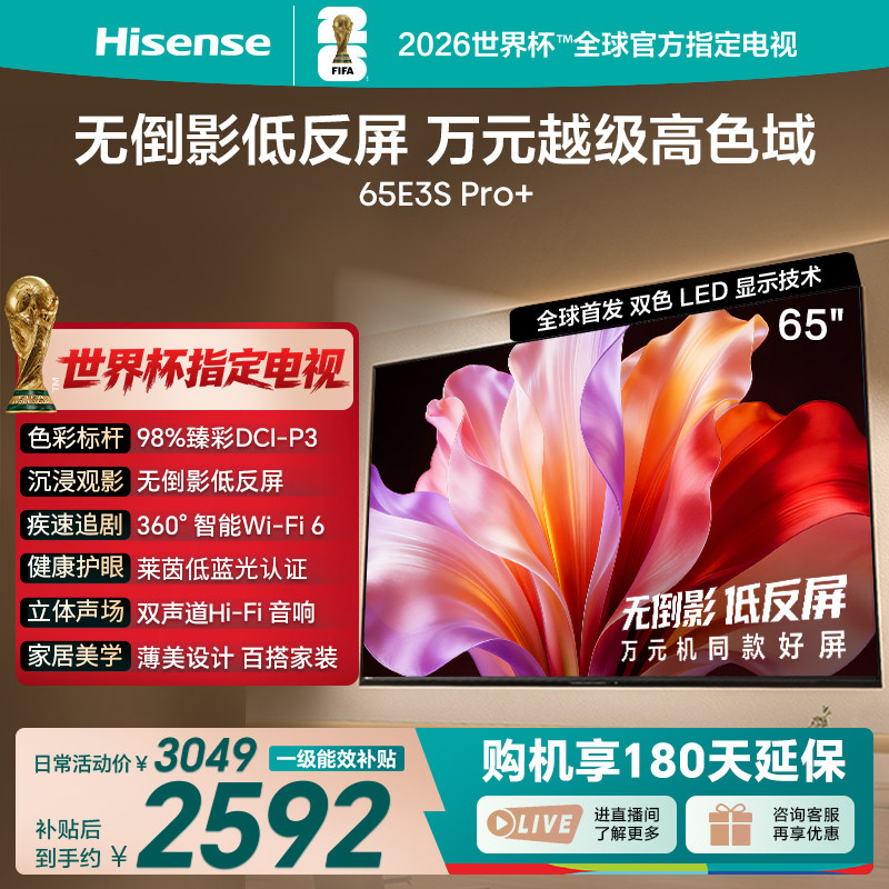 海信电视E3S Pro+ 65英寸 高色域抗反光 国家补贴 家用