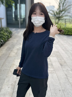 T恤女休闲纯色纯棉舒适宽松弹性打底 美特斯邦威V门筒长袖 清仓