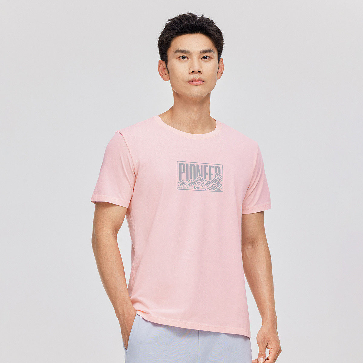 拓路者100%纯棉26年夏季新款男式圆领短袖t恤简约印花打底衫内搭