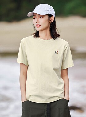 拓路者纯棉简约T恤女26年夏款百搭基础打底衫短袖上衣落肩t恤