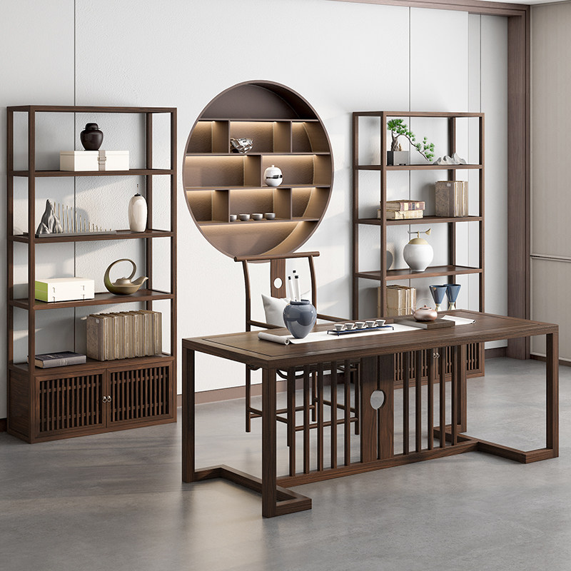 新中式老榆木书桌电脑桌国学桌实木书法桌写字台画案书房家具组合
