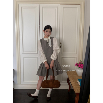 RS.WHMT-俏皮云朵裙摆圆领背心连衣裙（含3羊毛）(不含内搭)Q1083