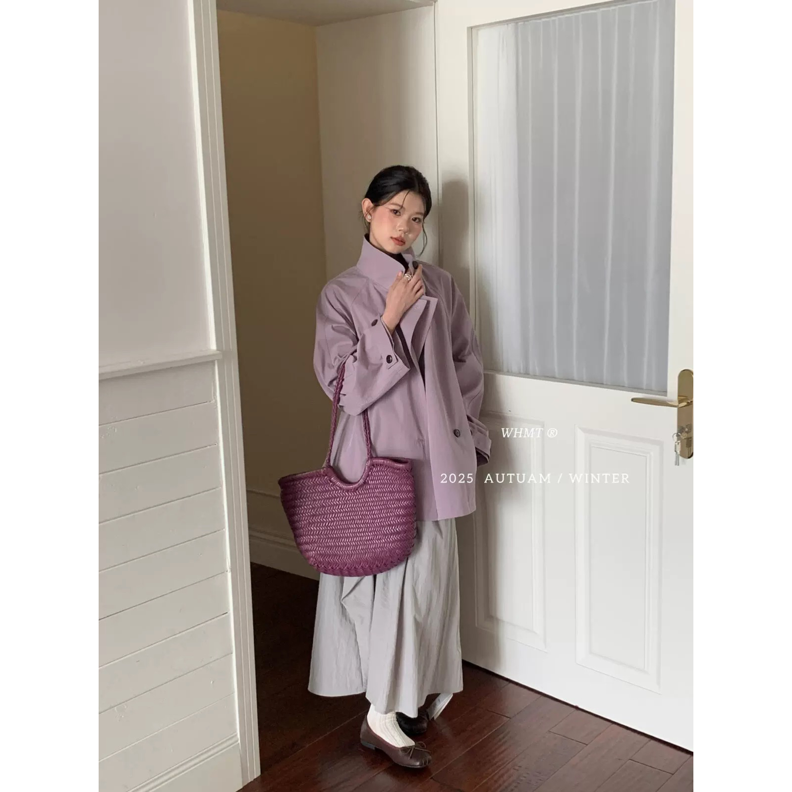 RS.WHMT-天花板韩系立领斜门襟休闲百搭风衣(配腰带)Q1003