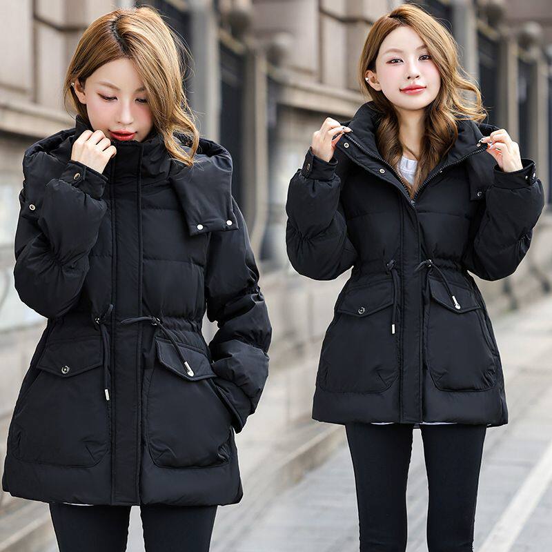 2025年冬季品牌羽绒服女小个子中长款收腰修身显瘦加厚白鸭绒外套