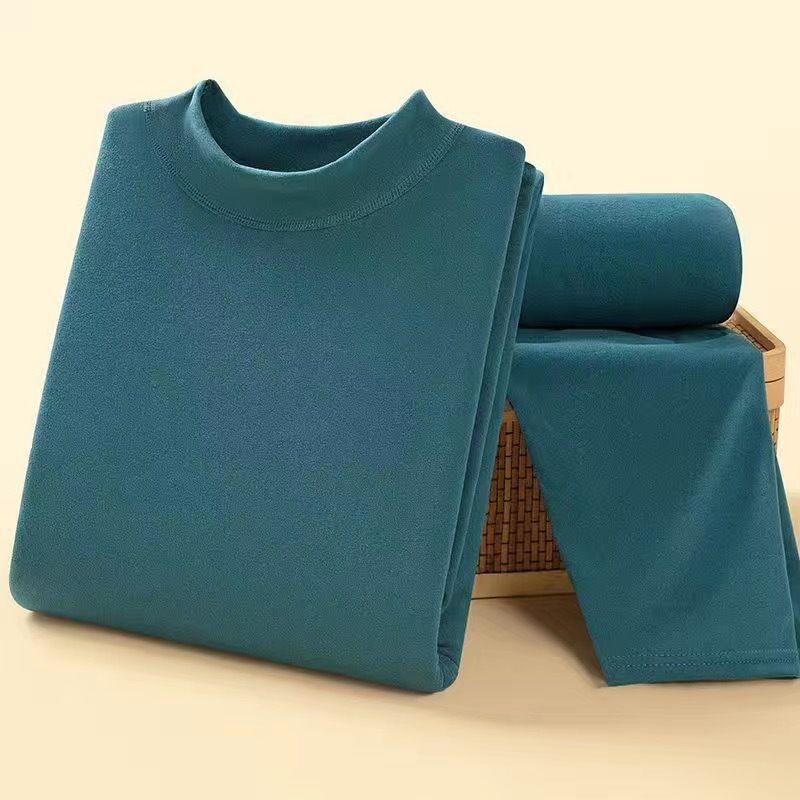 保暖内衣套装男冬季加绒贴身大码长袖秋衣秋裤青年纯色半高领打底