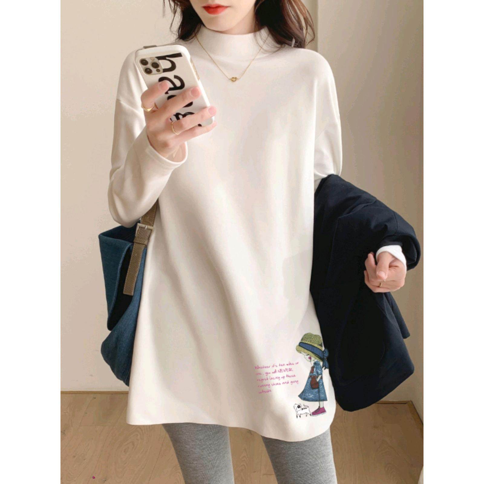 半高领德绒打底衫女内搭2025秋冬季洋气长袖白色磨毛t恤加厚上衣,女装/女士精品,大码内搭,淘宝优惠券,粉丝福利购,淘宝优惠卷