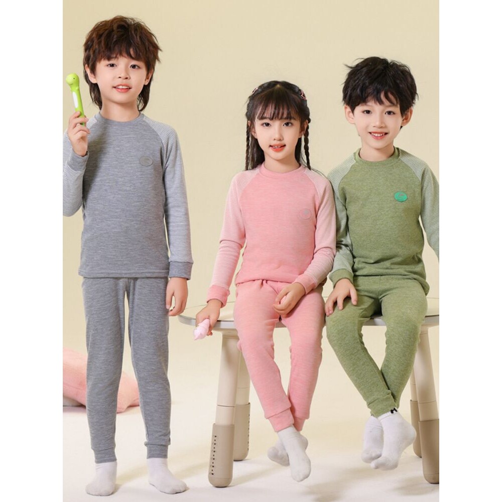 儿童睡衣女童秋衣秋裤中大童加绒厚打底衫男童保暖内衣家居服套装