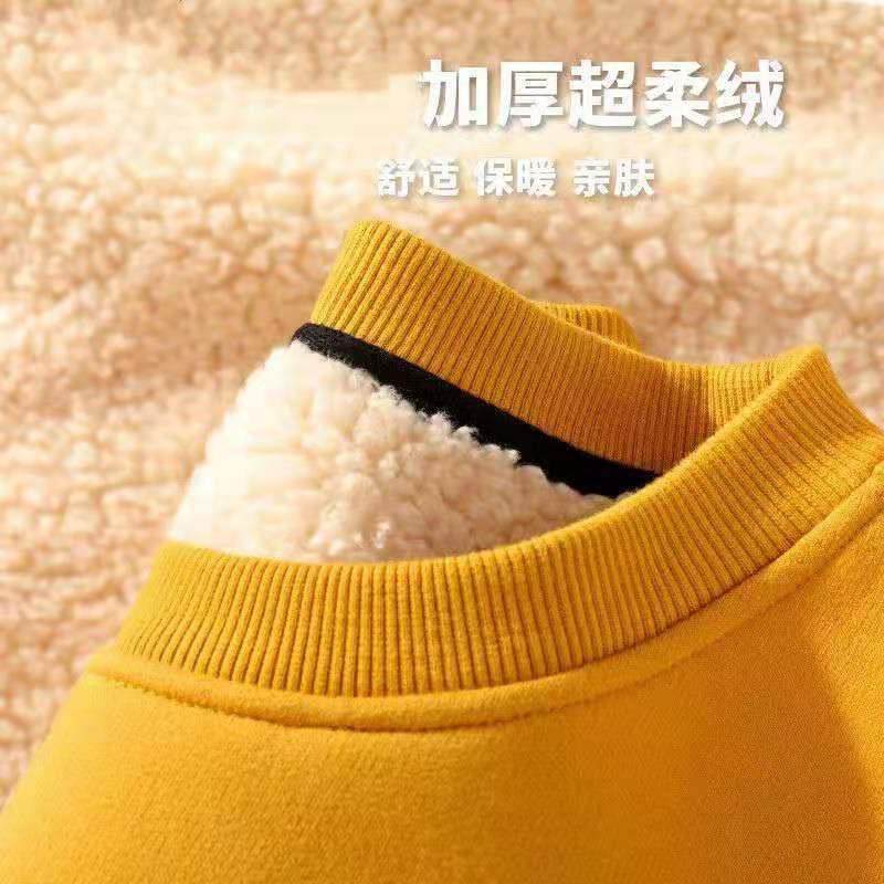 加绒加厚卫衣男冬厚保暖无帽上衣冬款超厚大码男羊羔绒外套12