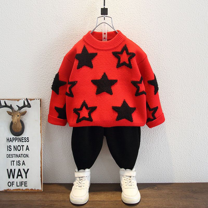 男童毛衣秋冬装新款儿童拜年服打底针织衫中小童线衣套头上衣