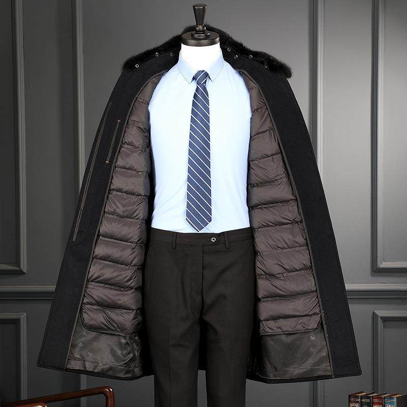 冬季可脱卸羽绒内胆毛呢大衣男装长款加厚呢子外套保暖羊毛风衣男,男装,毛呢大衣,淘宝优惠券,粉丝福利购,淘宝优惠卷