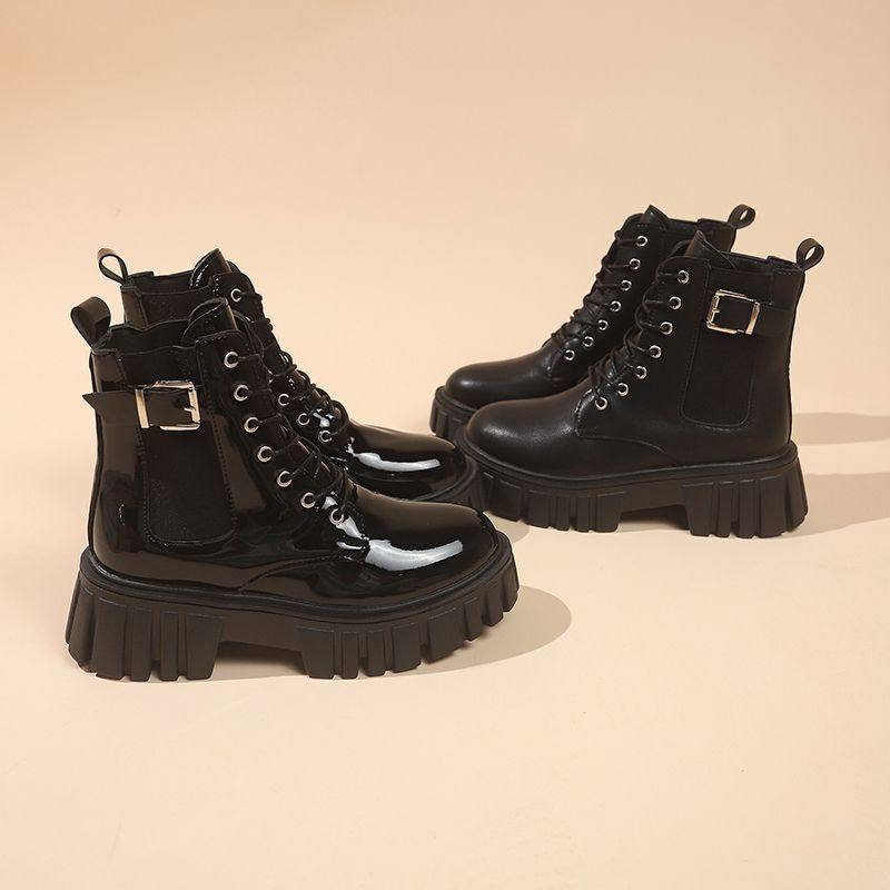 百搭机车靴子厚底坡跟短靴2025秋冬季新款英伦风帅气时尚马丁靴女