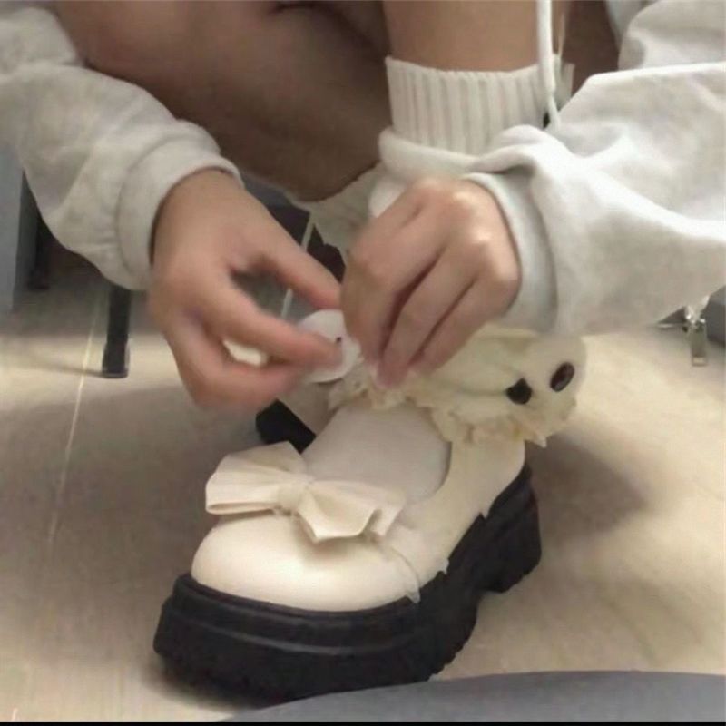 2025夏季增新款厚底日系jk玛丽珍鞋女法式蝴蝶结学生百搭小皮鞋单