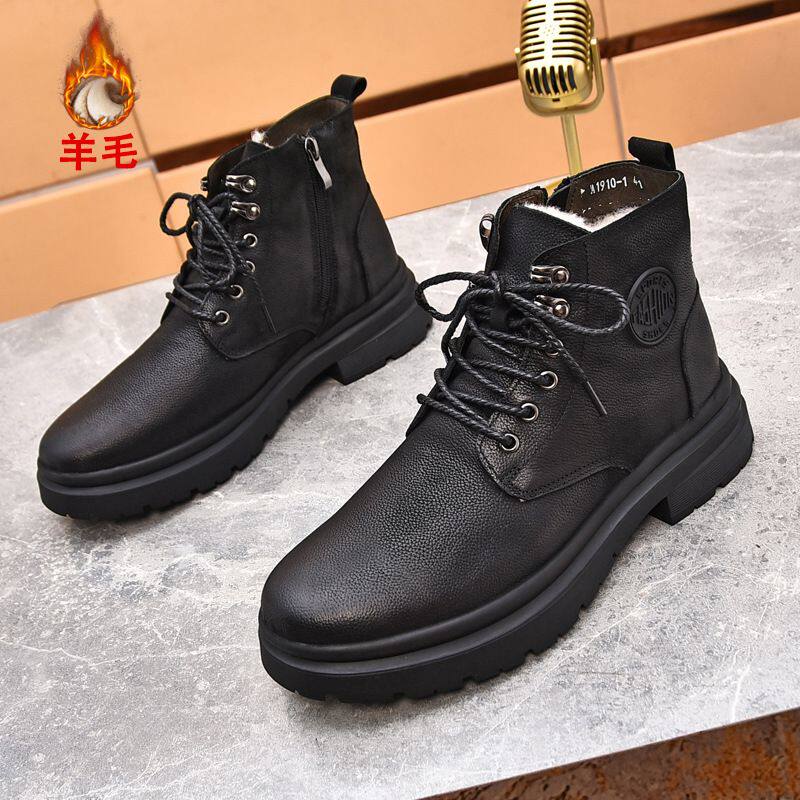 保暖羊毛加厚皮毛一体冬季男靴子保暖羊毛加厚皮毛一体真皮雪地靴