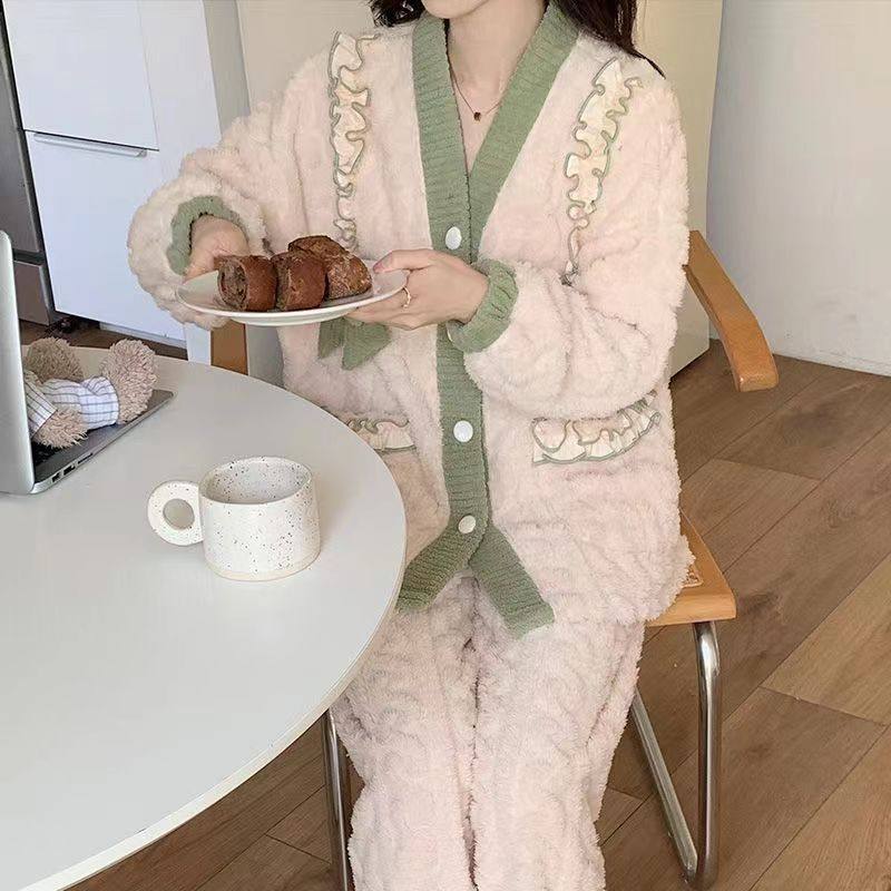 秋冬季珊瑚绒女睡衣加绒加厚法兰绒学生可外穿家居服套装简约休闲,童装/婴儿装/亲子装,家居服套装,淘宝优惠券,粉丝福利购,淘宝优惠卷