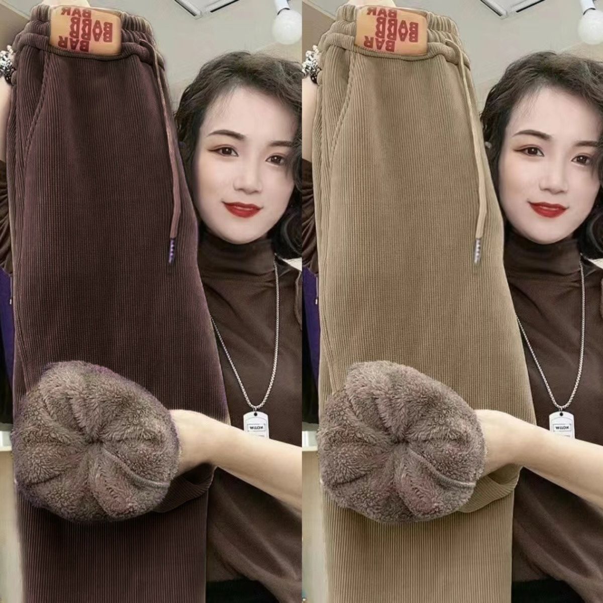 巨厚加绒卫裤女秋冬新款加厚羊羔绒保暖裤宽松束脚休闲运动裤